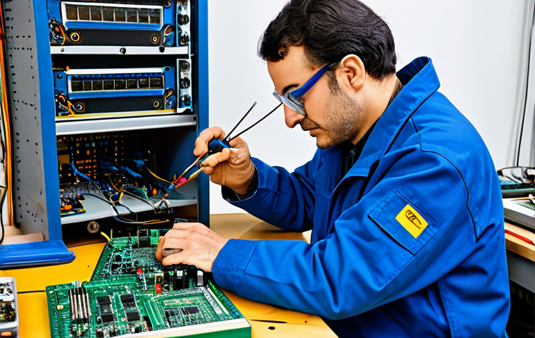 Electronic Technician in a Parisian Workshop**

"A professional electronic technician, fully clothed in appropriate work attire (e.g., blue work jacket, safety glasses), repairing a circuit board at a workbench in a bright, organized Parisian electronics workshop, safe for work, family-friendly, modest, perfect anatomy, correct proportions, well-formed hands, proper finger count, natural pose, high-resolution, professional photography, realistic."

**