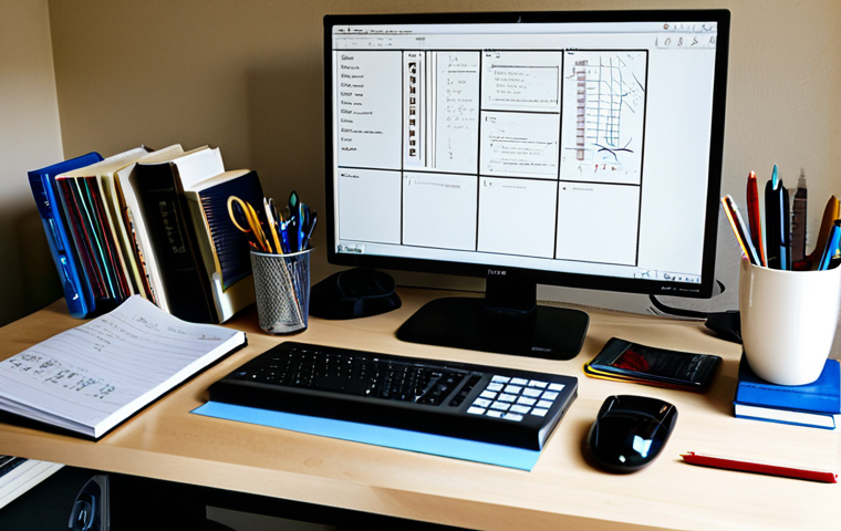 전자기술사 시험 준비 체크리스트 - Organized Study Space**
"A well-organized desk with electronics textbooks, a circuit diagram, a cal...