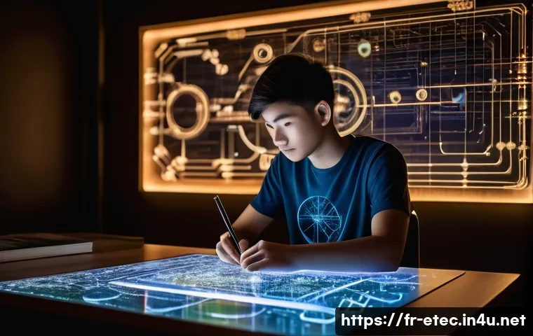 전자기술사 필기 학습법 단계별 소개 - **Prompt:** A young, focused student, approximately 17 years old, is seated at a minimalist wooden d...