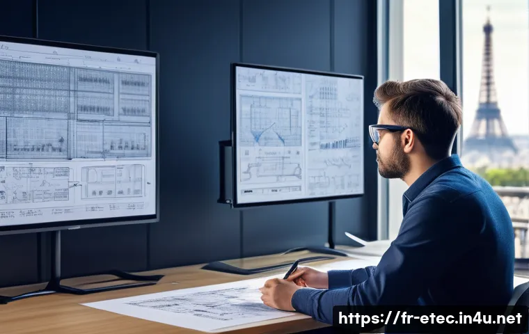 전자기술사와 관련된 인증 시험 종류 - A professional electrical engineer in a modern French office environment, wearing smart casual attir...