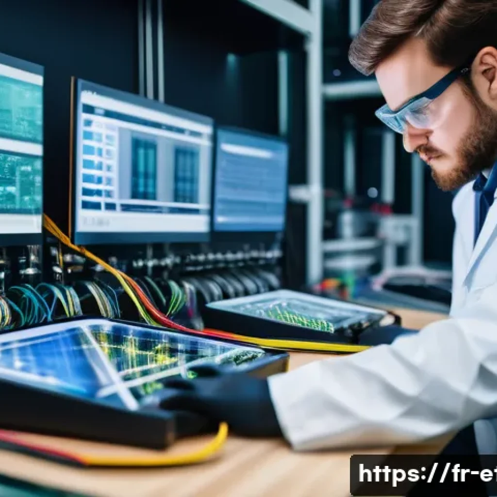 전자기술사 자격증 활용 가능한 직무 - A professional electronics engineer working in a modern automotive lab, wearing safety glasses and a...