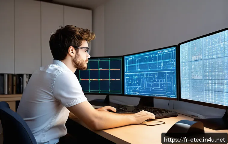 전자기술사 취득 과정 상세 가이드 - A detailed and realistic scene of a young French electronics engineer in a modern home office, surro...