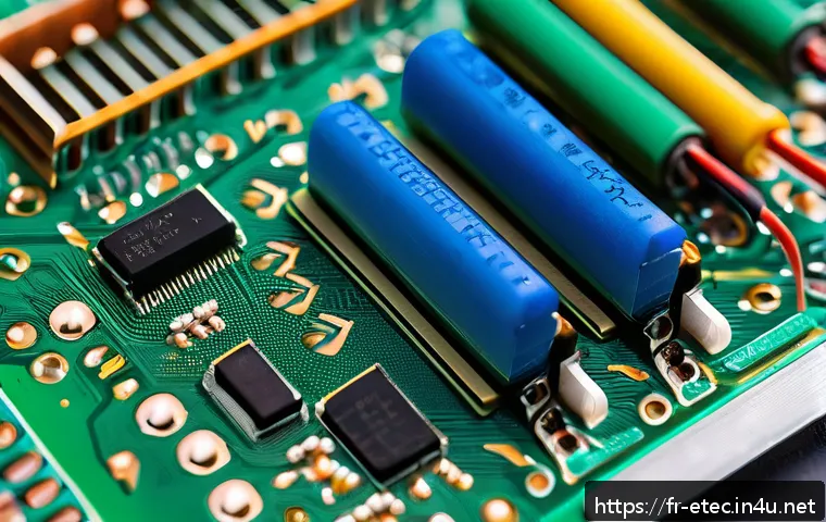 전자기술사와 관련된 기초 회로 설계 방법 - A detailed close-up of a professional electronics workspace showing various passive components such ...
