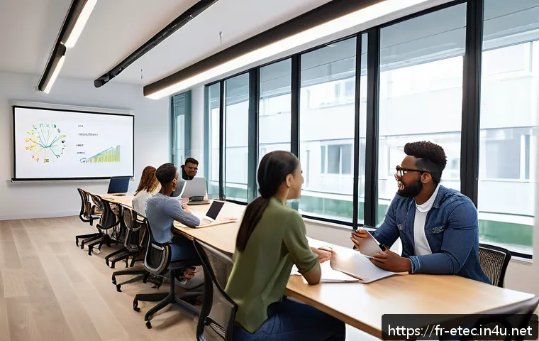 전자기술사 스터디 그룹 운영 방법 - A modern, well-lit collaborative workspace designed for focused group study sessions: spacious room ...