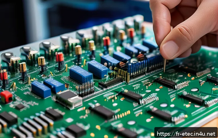 전자기술사와 전자장비 설계 및 운영 - A detailed close-up of a professional electronics engineer&rsquo;s workspace in a modern French laboratory...