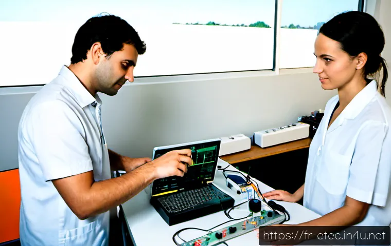 전자기술사 실기 대비 팀 프로젝트 사례 - Photorealistic French engineering certification team project workshop, four adult electronics engine...